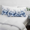 thumbnail image 4 of Blue Blooms Floral Throw Pillow Covers, Farmhouse Spring Flowers Botanical Soft Breathable Pillow Cases with Invisible Zipper, Queen Size Pillowcases for Couch Bed Sofa Chair 20x30 Inches, 4 of 9