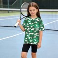 thumbnail image 2 of Girls Loose Fit Tie Dye T-Shirt Green Brushstroke Print Soft Stretchy Short Sleeve Tee for Ages 6-14,Size 8 T, 2 of 9