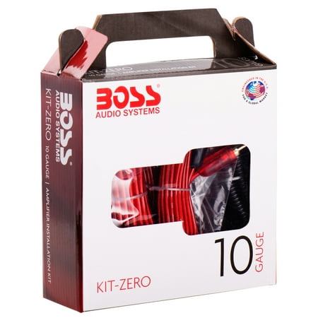 BOSS Audio Systems KIT-ZERO 10 Gauge Car Amplifier Installation Wiring Kit - a Car Amp Wire Kit Helps You Make Connections and Brings Power to Your Radio, Subwoofers and Speakers