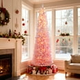 thumbnail image 1 of Gymax 7 FT Pre-Lit Christmas Tree Slim Pencil Xmas Tree w/ 527 Snow Flocked PVC Branch Tips, 1 of 10