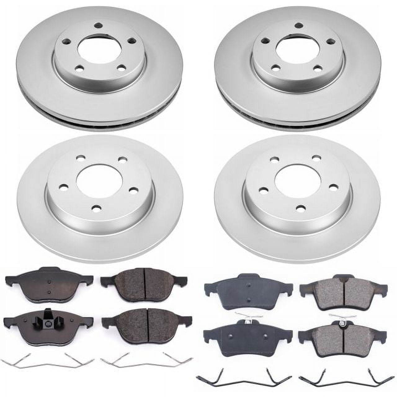 PowerStop Front and Rear Geomet Coated Brake Rotor and Pad Kit Fits: MAZDA Select Models CRK121