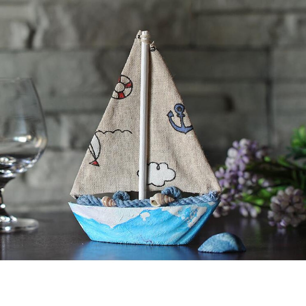 Handcrafted Wooden Nautical Fish Net Sailing Ornament Home Desktop Decor #2 