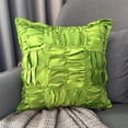 thumbnail image 4 of The HomeCentric Clover Green Pillow Cover, Pillow Cover Pack of 2, 18x18 inch (45x45 cm) Green, Satin Square Throw Pillow Cover, Ruched Patchwork Pillow Cover, Patchwork Easter - Dreamy Clover Green, 4 of 11