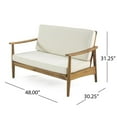 thumbnail image 4 of GDF Studio Emmry Outdoor Acacia Wood Loveseat Set with Coffee Table, Teak and Beige, 4 of 6