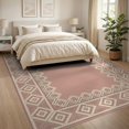 thumbnail image 3 of ODIKA 8'x10' Washable Area Rug Solid Boho Interlocking Border Shaggy Look Minimalist Subtle Pink Flowing for Dining Room, Large Office, Lounge, Non-Slip Chair-Friendly Mat, 3 of 7