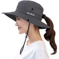 thumbnail image 1 of Chapeau d'Été en Maille à Grand Bord pour Femmes avec Protection UV et Trou pour Queue de Cheval, 1 of 7