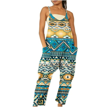 

Womens Jumpsuit Clearance Pattern Bib Pants Coverall With Pockets Trouser Long Pant Bodysuit One-Piece Leotard Pants Summer Jumpsuit for Women 2023 Multi-Color Xxl