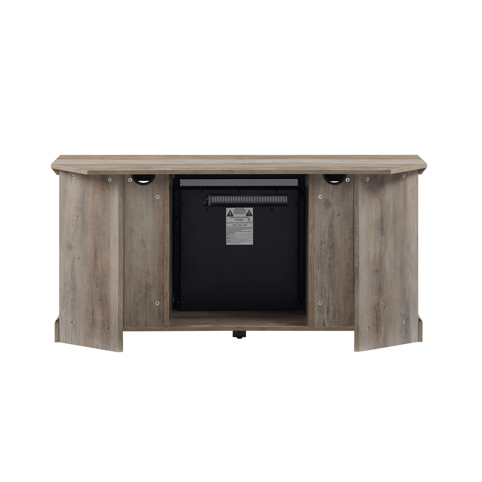 Walker Edison 54” Modern Rustic Electric Fireplace Corner TV Stand for TV’s up to 55”, Grey Wash