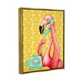 thumbnail image 5 of Stupell Industries Flamingo Calling Dial Telephone Groovy Flowers Wallpaper Graphic Art Metallic Gold Floating Framed Canvas Print Wall Art, Design by Amelie Legault, 5 of 5