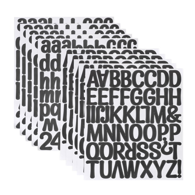 Uxcell 595 Piezas de Calcomanías de Letras de Vinilo, 10 Hojas de 2 Pulgadas de Calcomanías de Letras y Números Adherentes y Lindas