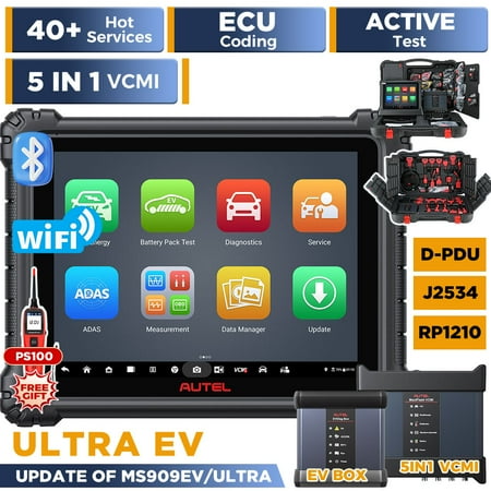 Autel MaxiSYS Ultra EV: 2025 Top EV Diagnostic Scan Tool, High-Voltage System Battery Pack Analyze, Up of MSUltra MS909EV, Motor TruSpeed, Topology 2.0, $1000 EVDiag KIT, ECU Programming, 40 Service