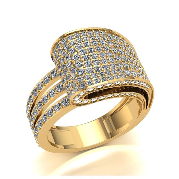 Genuine 4ct Round Cut Diamond Prong Ladies Fancy Cluster Wedding Band Bridal Anniversary Ring Solid 10K Gold GH SI1