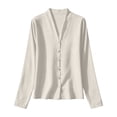 thumbnail image 5 of Neewe Business Casual Tops for Women Long Sleeve Blouses Plain Work Tunic Chiffon V Neck BUtton Down Loose Dressy Shirts, 5 of 5