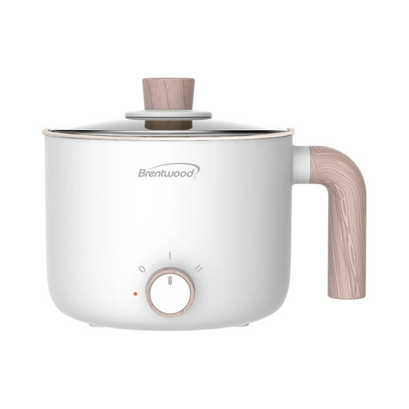 Brentwood 1.6-Qt. Multi-Function Electric Hot Pot Cooker with Ceramic Non-Stick Coating, White, HP-3170W, HP-3170W