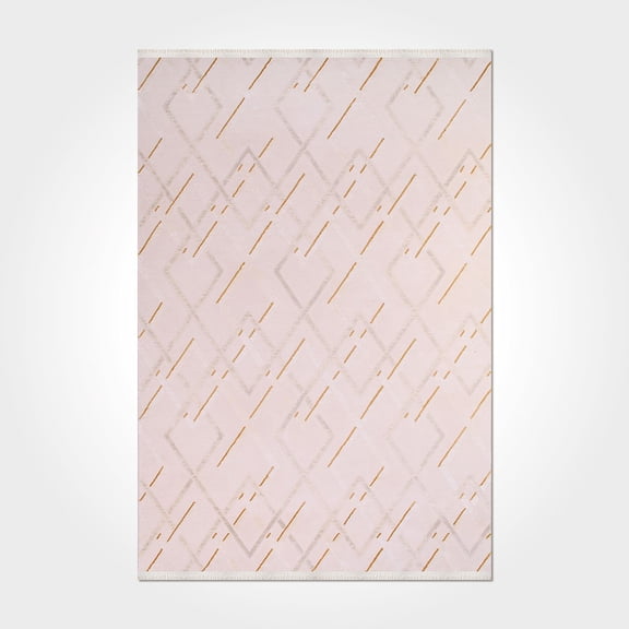 Michaela Cream Geometric Bamboo Area Rugs for Living Room Jacquard Textured Modern Rugs Soft Geometric Rug for Bedroom Washable Rug Non-Slip Bohemian Carpet Perfect for Dining Room Office Beige