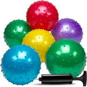 Bedwina Knobby Sensory Balls for Toddlers Inflatable Balls with Ball Pump, 6-Pack