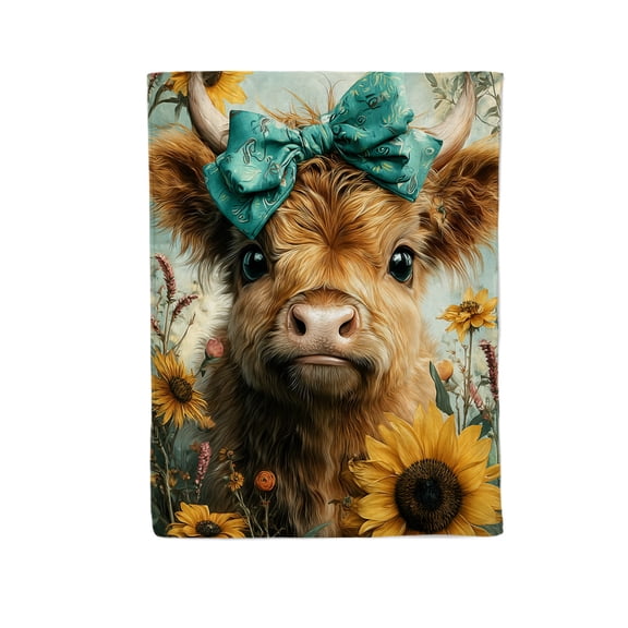 Sunflowers and Calf Flannel Throw Blanket - Ultra Soft & Cozy All-Season Couch Blanket, Bedspread, Travel Wrap - Gift-Ready Luxury for Home, Office & Outdoor