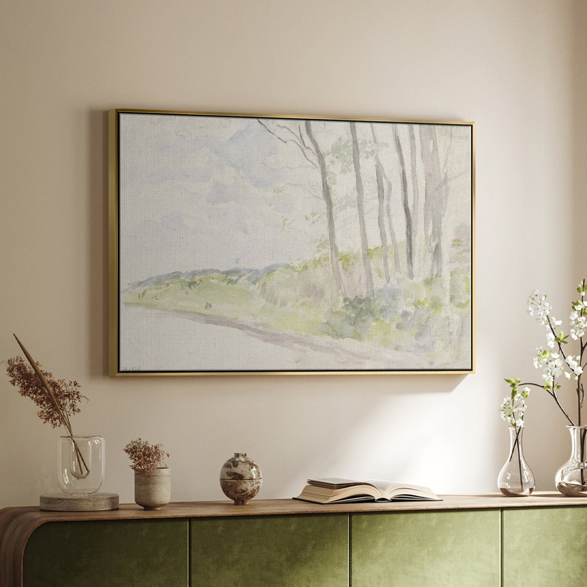 Vintage Landscape-CCCLII By Wexford Home Framed in Gold Wood Gallery Wrapped Canvas 25 in. x 37 in.