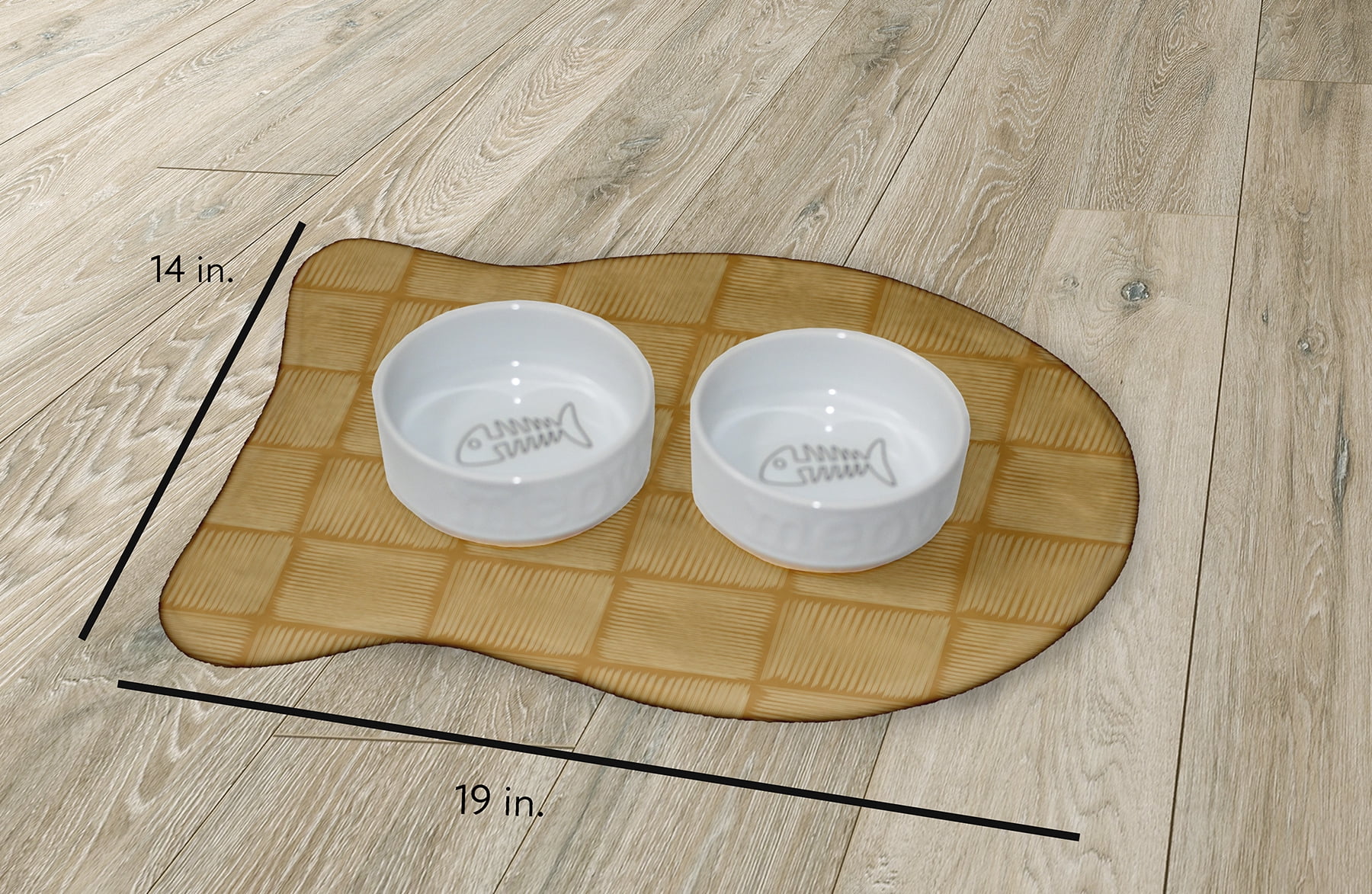 Simply Daisy Basketweave Fish Shape Pet Feeding Mat for Cats