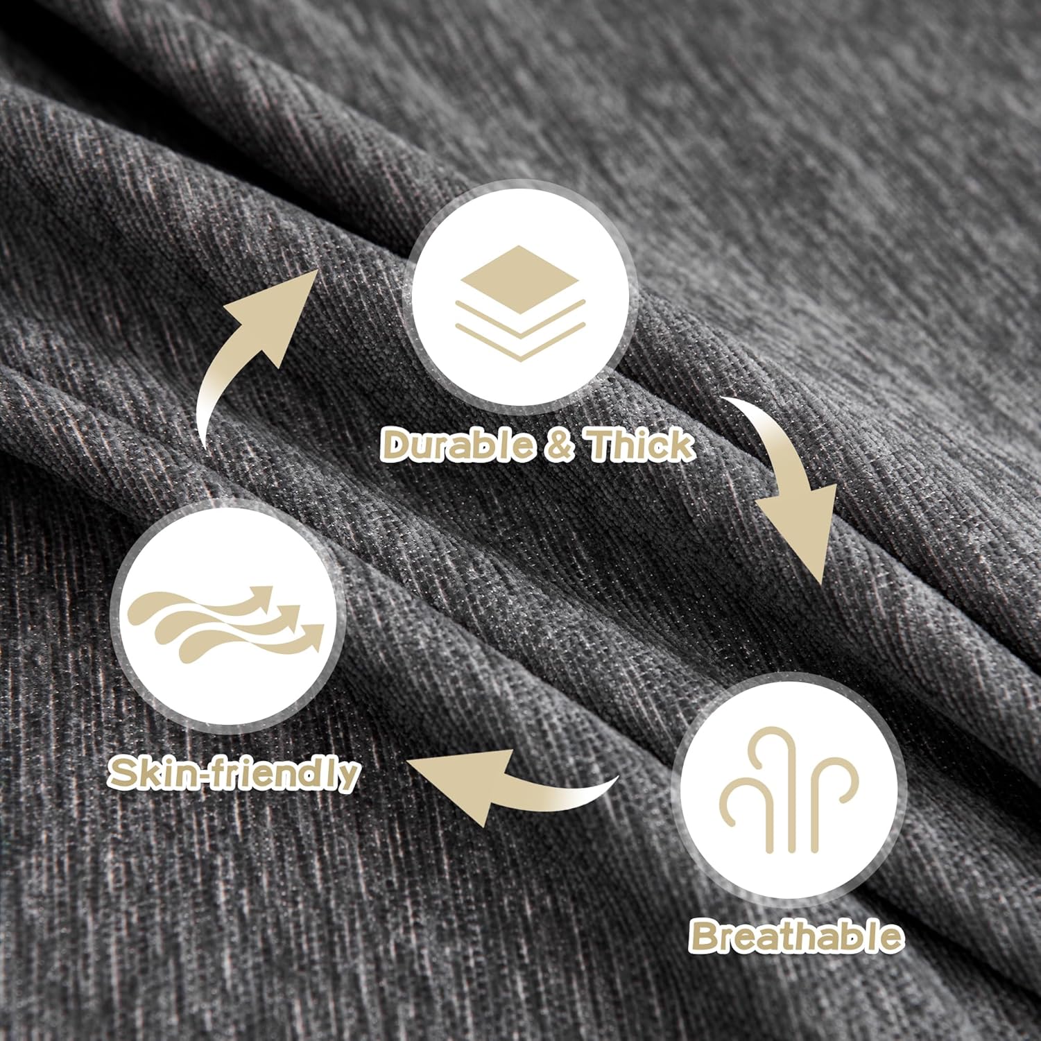 Sectional Cover Couch, Sofa Cover - Non Slip Soft Couch Cover for Dogs, Washable Furniture Protector, 91"x134", Dark Grey