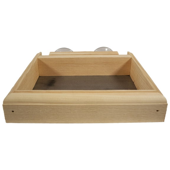 Wooden Mini Window Screen Bird Feeder - Handcrafted Eastern White Pine Window-Mount Feeder for Casement Windows - Easy Fill, Compact 2.5"H x 10"W x 10"D - Made in Maine, USA
