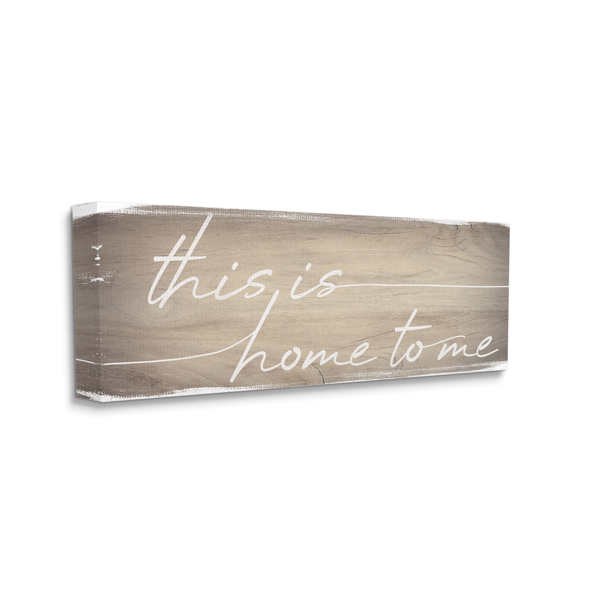Stupell Industries Home To Me Rustic Grain Pattern Cursive Phrase Canvas Wall Art, 48 x 20, Design by Daphne Polselli