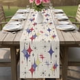 thumbnail image 4 of Red Yellow Diamond Table Runner - 70 Inch Long Modern Geometric Middle Century Beige Cotton and Linen Blended Dress Scarves Farmhouse Table Runner for Kitchen Dining, Coffee Table, 13" x 70", 4 of 8