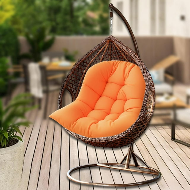 Cojín para silla colgante con forma de huevo, suave, lavable, cómodo y grueso, para oficina, interior, patio, porche y jardín. Naranja