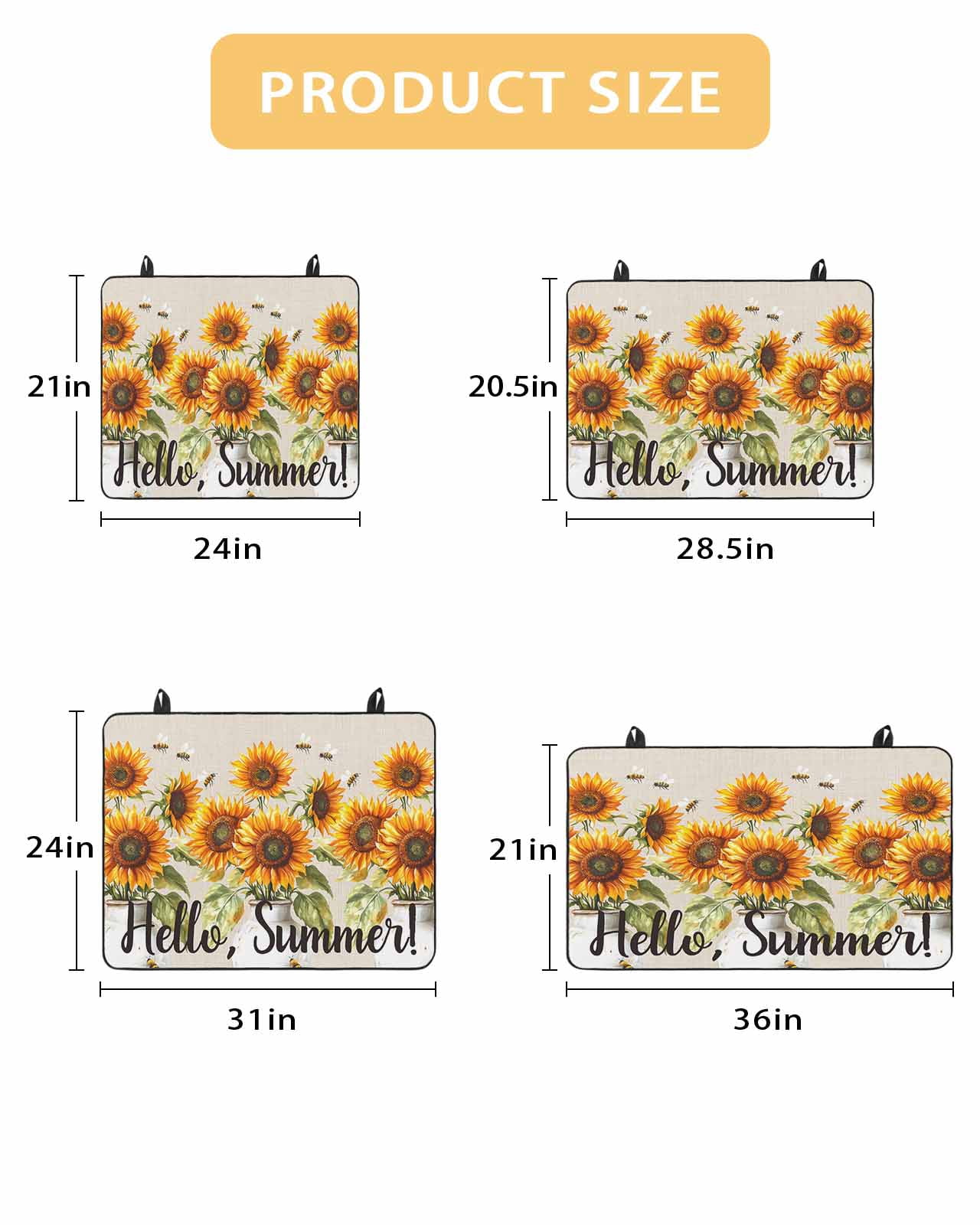 nqOlkjepod Large Induction Cooktop Protector Mat 31"x24", Sunflower Stove Top Covers for Electric Stove, White Bottle Yellow Floral Farm Summer Bee Stove Burner Cover Mats, Glass Top Stove Cover