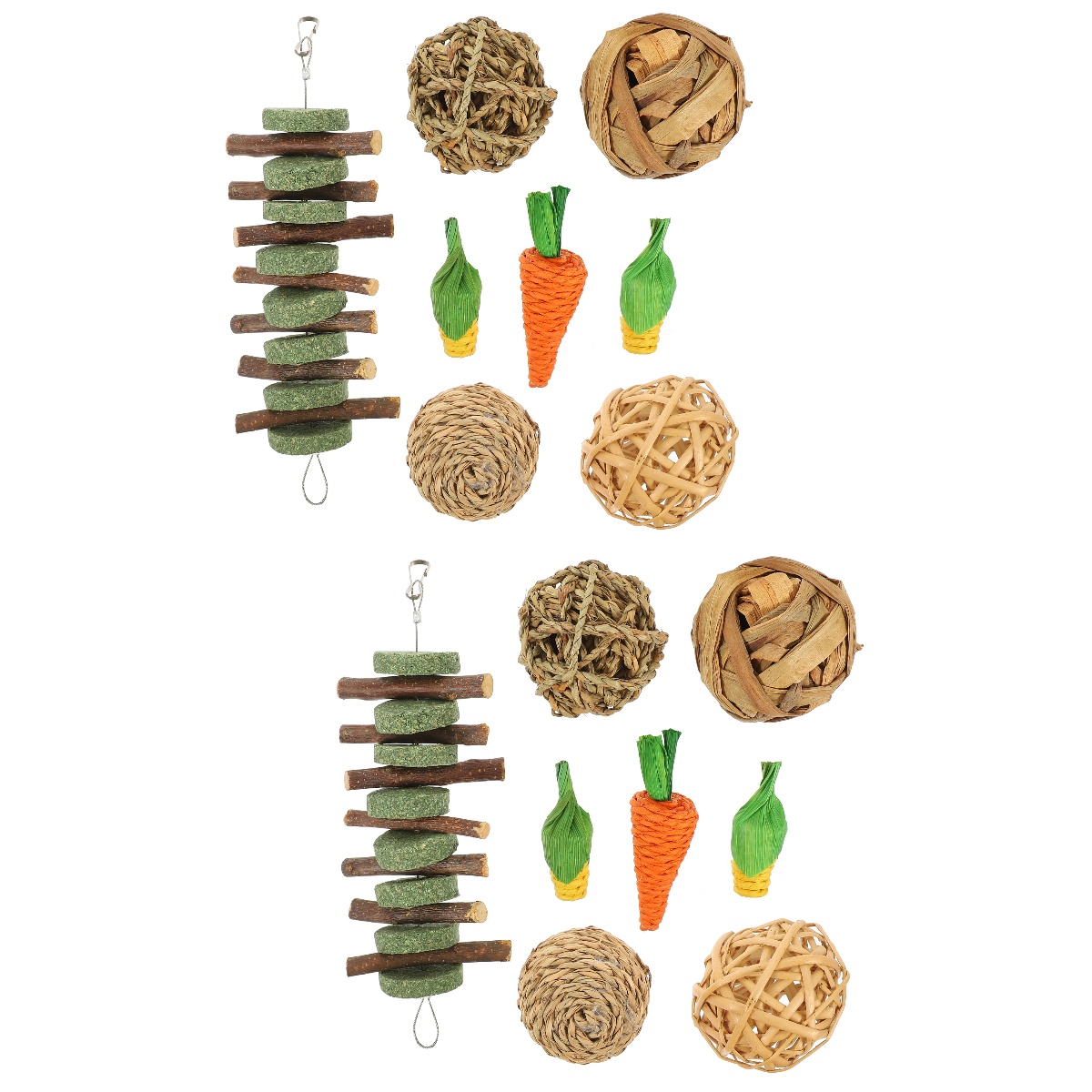 unbranded 16 pcs Rabbit Chew Toys Cage Accessories Small Animals Chewing Toys for Bunny Chinchilla