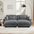 thumbnail image 2 of Modern Over-Size 2-Seater Sofa with Ottoman in Grey Velvet for Living Room, 2 of 14