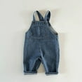 thumbnail image 5 of QUOTAY Stylish Girls Denim Overalls Versatile Casual Jumpsuit for Toddlers and Kids Everyday Soft Comfortable Durable Toddler Pants 01_Blue,9-12 Months, 5 of 6