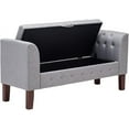 thumbnail image 6 of Awonde Armed Storage  for Bedroom Entryway Living Room Upholstered Tufted Ottoman  Gray, 6 of 7