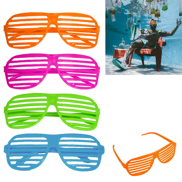 4 Pack Novelty Place Neon Color Party Shutter Glasses Slotted Shading