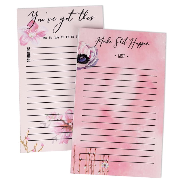 Inkdotpot Pack Of 2 Daily Planner List Undated Notepads, Memo Pad To-Do List Tear Off List Pad- Organizer- Scheduler- Organize Tasks (50 Sheets Each)-FV