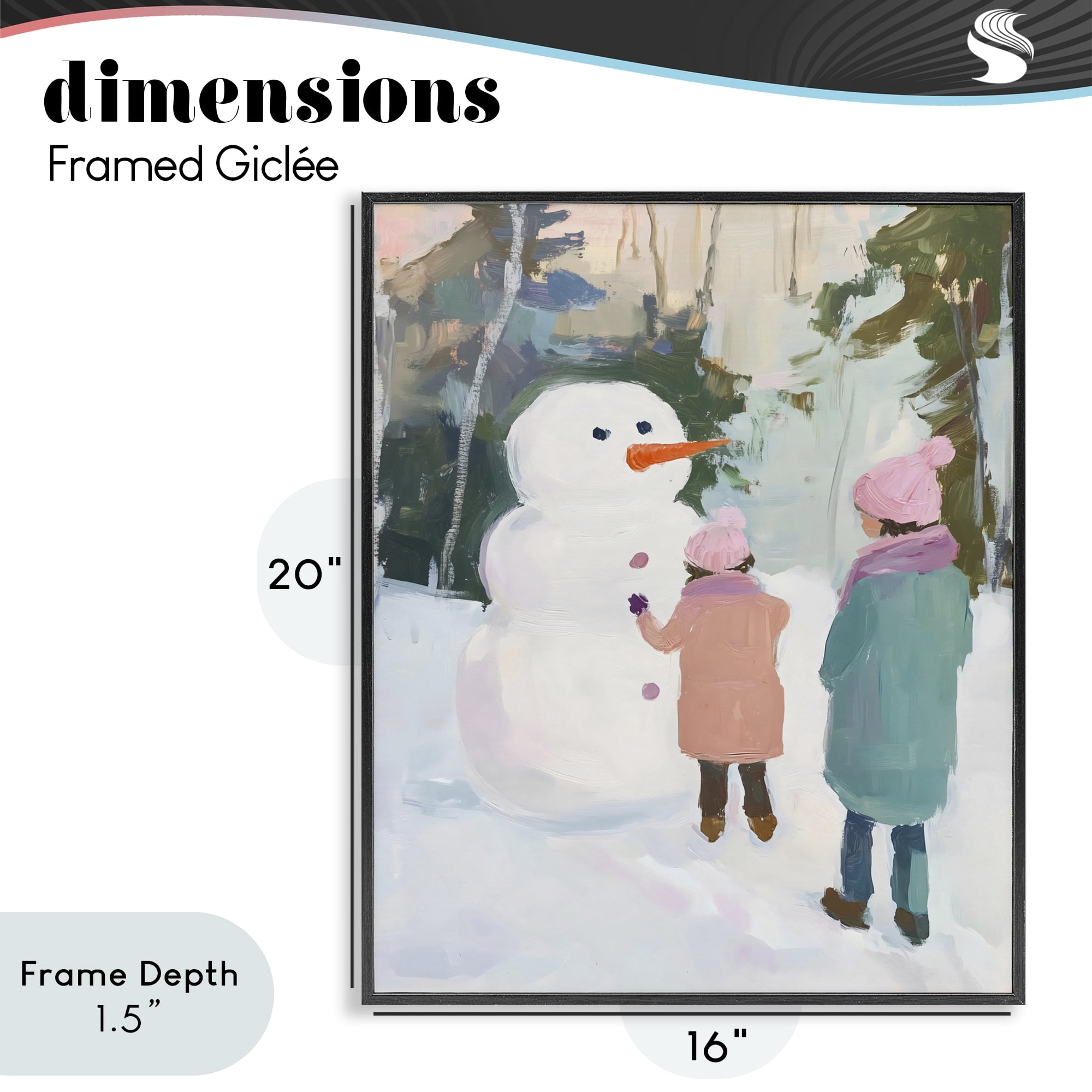 Stupell Industries Two Girls With Snowman Black Framed Giclee Art, design by The Prints Vibe