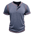 thumbnail image 3 of Camisetas de Corta para Hombre, Camisetas Informales de Algodón Estilo Henley, Camisetas Básicas de Verano Azul S, 3 of 6