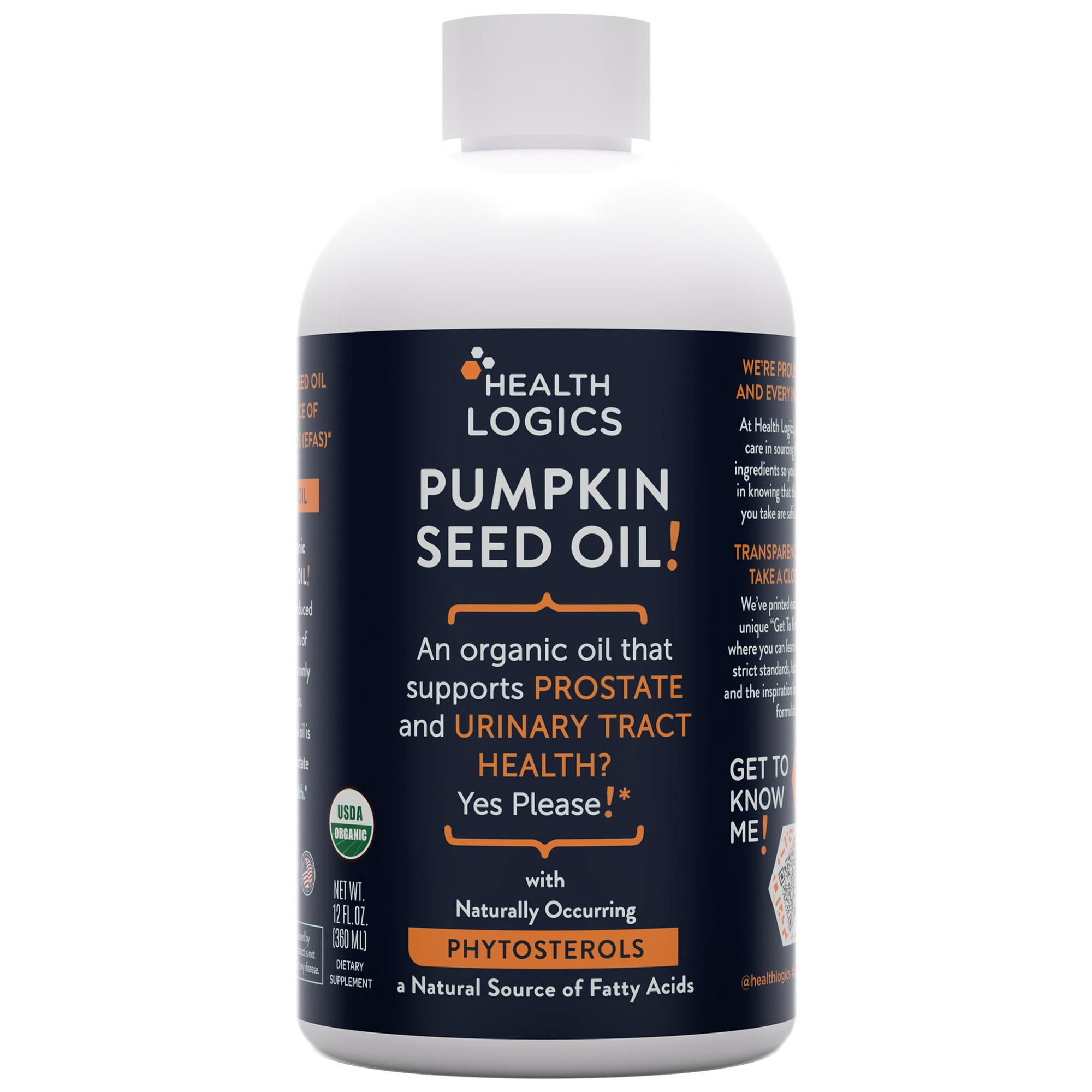 Health Logics Pumpkin Seed Oil USDA Certified Organic | Cold Pressed Non-GMO Gluten-Free | Safe for Cooking