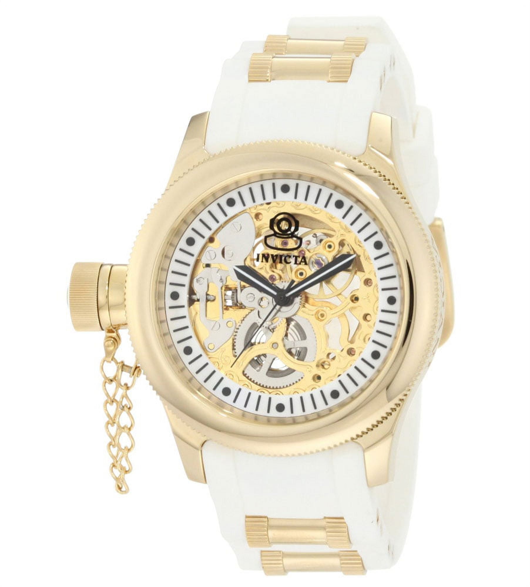 Invicta Women's 1822 Russian Diver Lefty Gold Skeleton Rubber