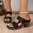 thumbnail image 2 of Rokment Womens Platform Slides Dress Sandals Beach Summer Fashion Casual Hollow out Leather Chunky Block High Heels Slip on Orthotic Dressy Slippers for Woman Black Size 8.5, 2 of 7
