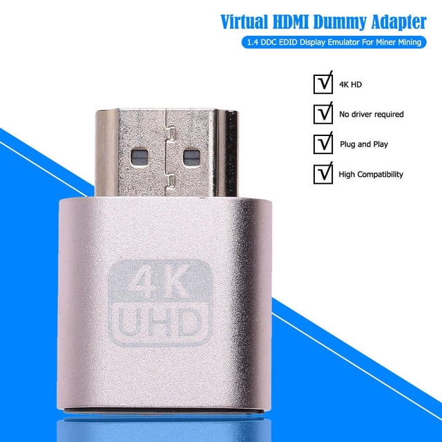4K UHD HDMI-compatible DDC EDID Dummy Plug Headless Ghost Display Emulator (Oro)