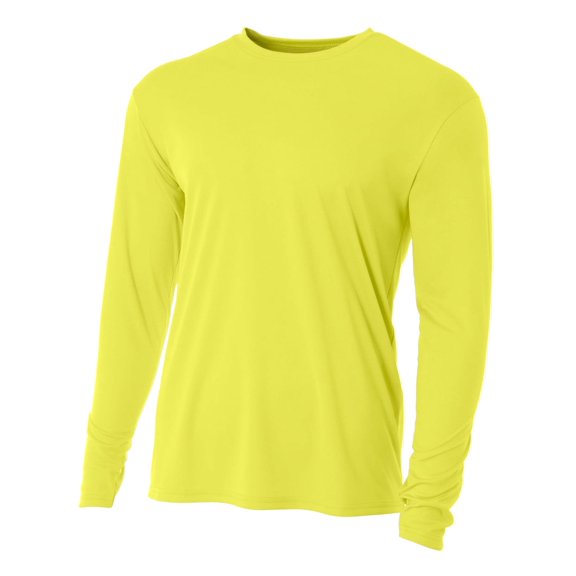 A4 Cooling Performance Long Sleeve Crew For Men in Safety Yellow N3165