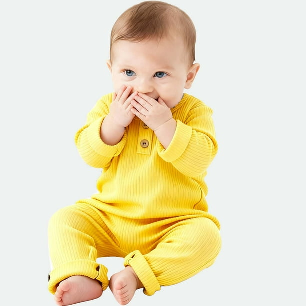 Cowsor Baby Boy Girl Solid Color One Piece Romper Jumpsuit Outfits Clothes