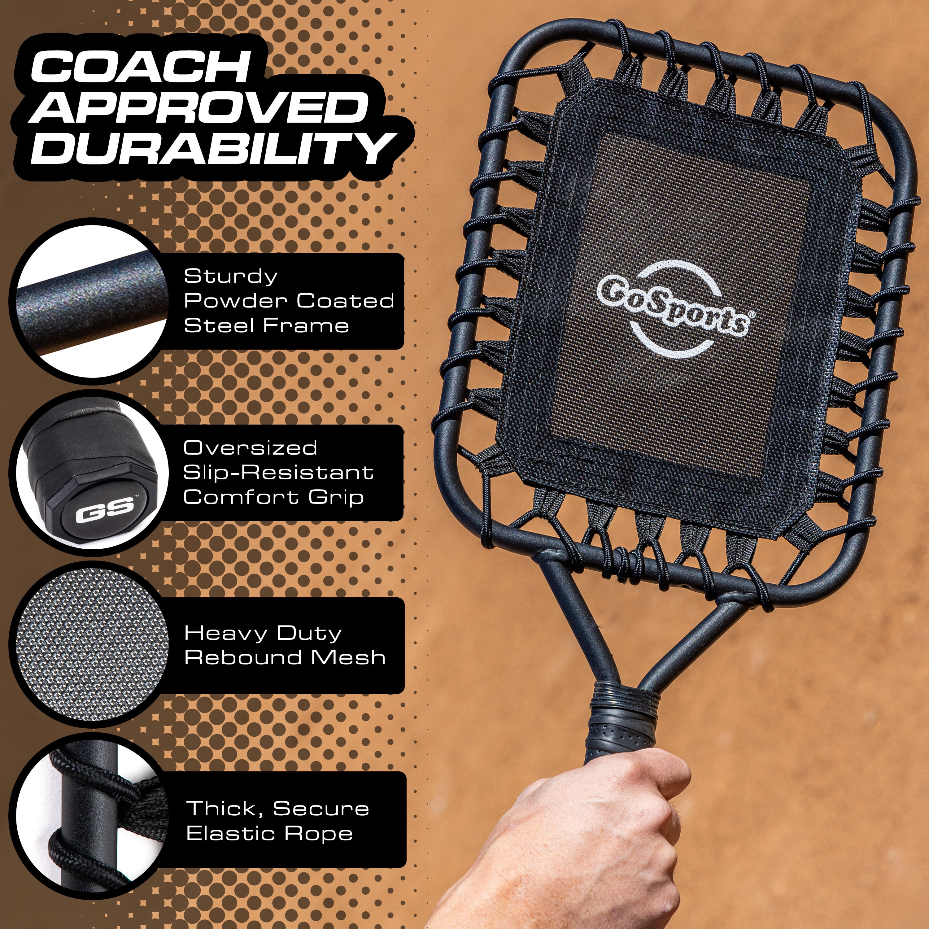 GoSports Fungo Baseball Racket for Fly Balls, Grounders, and Line Drives - Baseball and Softball Training Equipment for Coaches and Parents