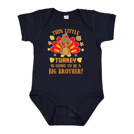 

Inktastic This Little Turkey is Going to Be a Big Brother with Orange Text Gift Baby Boy Bodysuit