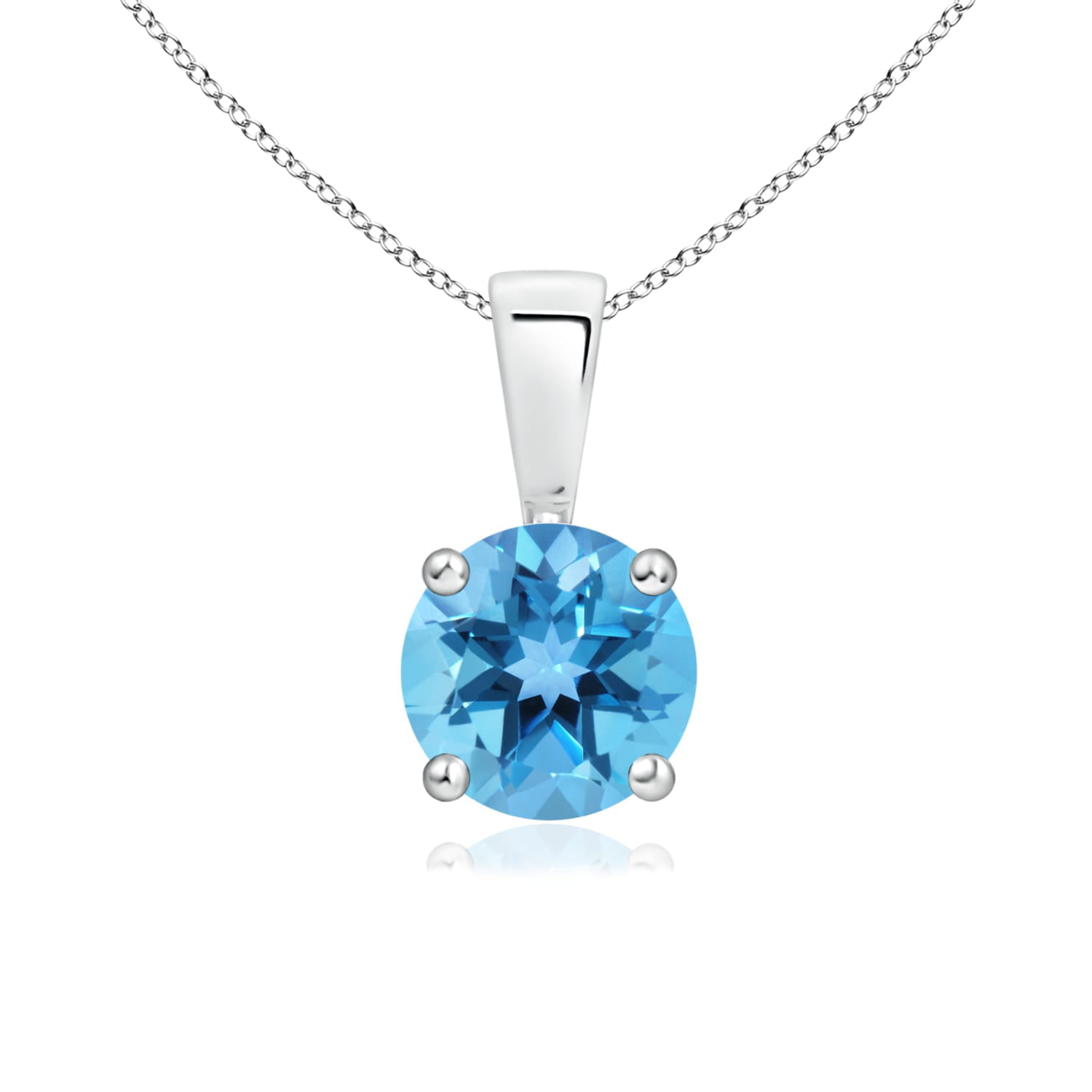 13mm x 6mm Rhodium Plated Diamond and Sky Blue Topaz Heart Love Pendant 0.01cttw 925 Sterling Silver