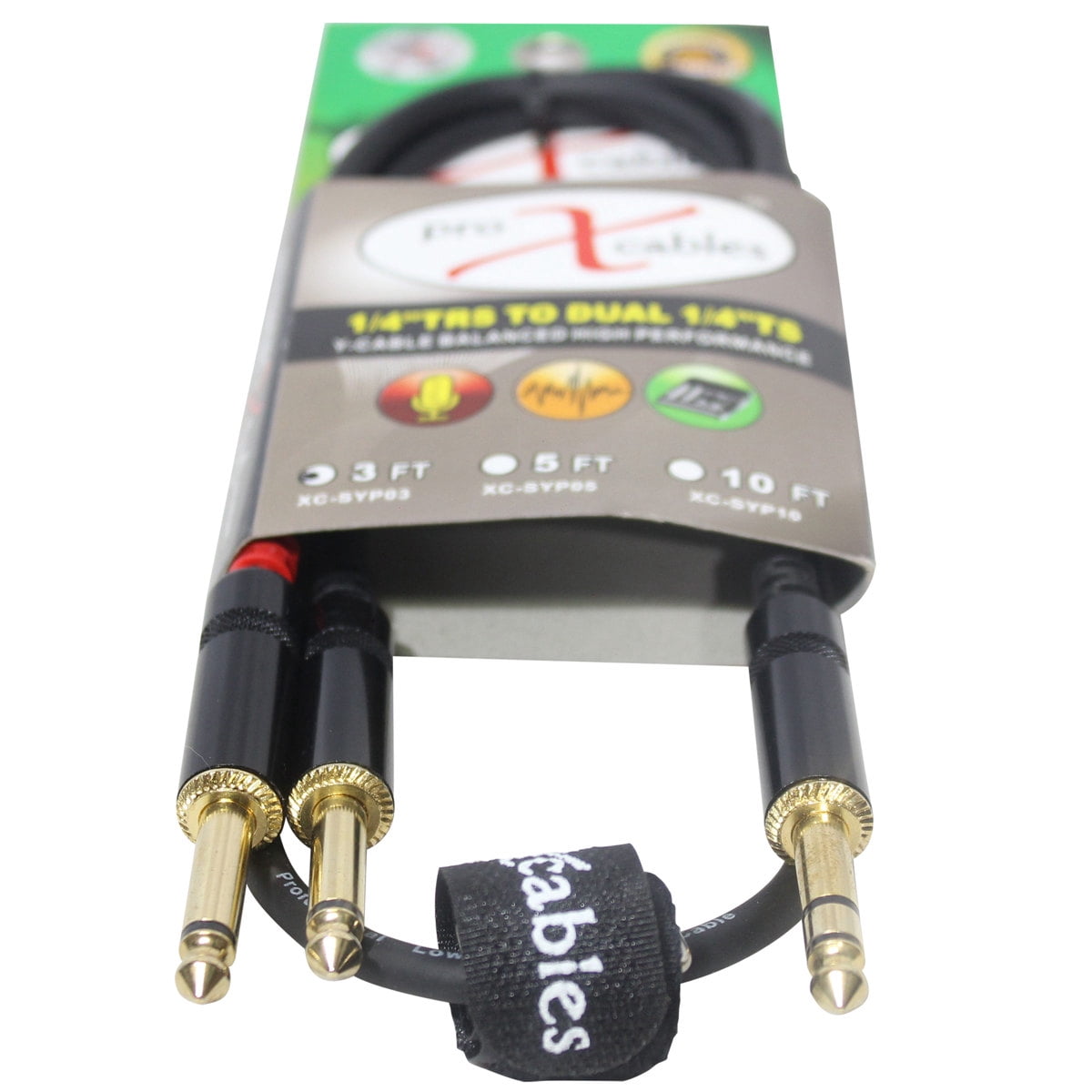 ProX XC-SYP03 3' 1/4" TRS-M Stereo to Dual 1/4" TS-M Unbalanced High Performance Audio Y Cable