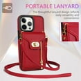 thumbnail image 3 of Decase Zipper Wallet Case for iPhone 14, Crossbody Luxury PU Leather Shockproof Adjustable & Detachable Shoulder Strap with Card Slot Phone Case Cover, red, 3 of 8