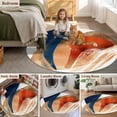 thumbnail image 5 of Round Rugs 7Ft, Navy Blue Burnt Orange Round Area Rug Washable Indoor Throw Carpet, Geometric Abstract Contemporary Large Non Slip Circle Rug for Dining Room Playroom Home Decor Aesthetic, 5 of 8