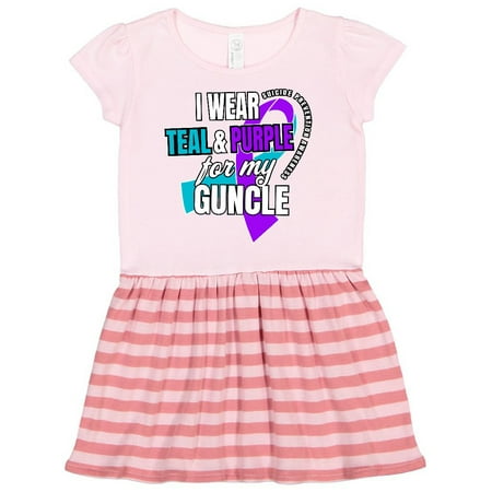 

Inktastic Suicide Prevention I Wear Teal and Purple for My Guncle Gift Toddler Girl Dress